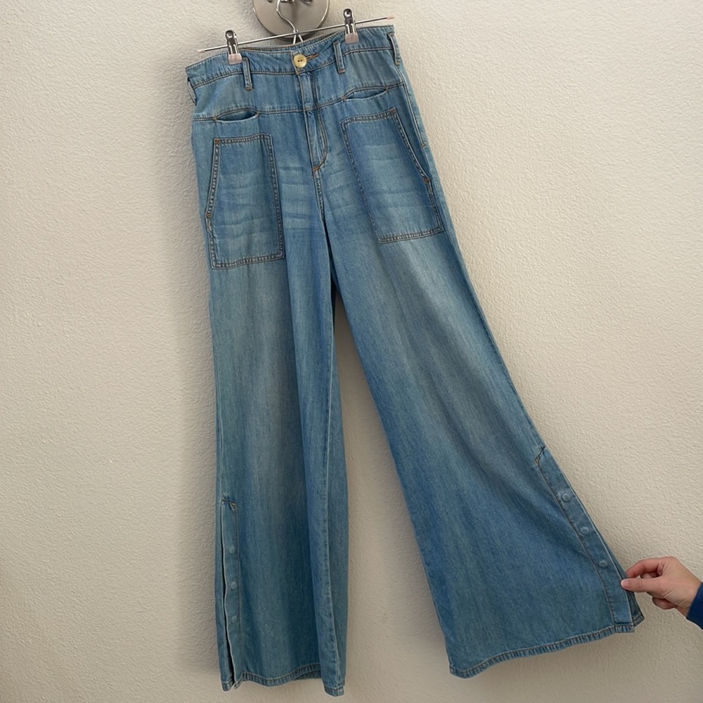 Pilcro by Anthropologie Wide Leg Chambray Pants